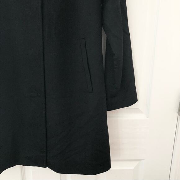 Jane Post Black Cashmere Blend Snap Button High Neck Classic A Line Coat Small - Picture 3 of 15